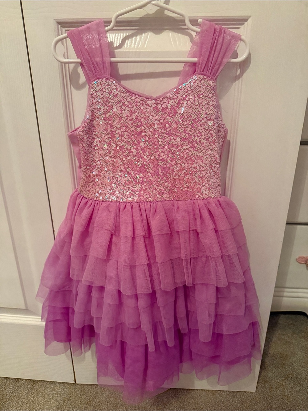 Ombré Pink/Purple Sequin Tulle Dress - XS